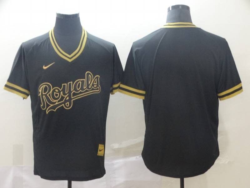 Kansas City Royals Black Gold Retro MLB Jersey