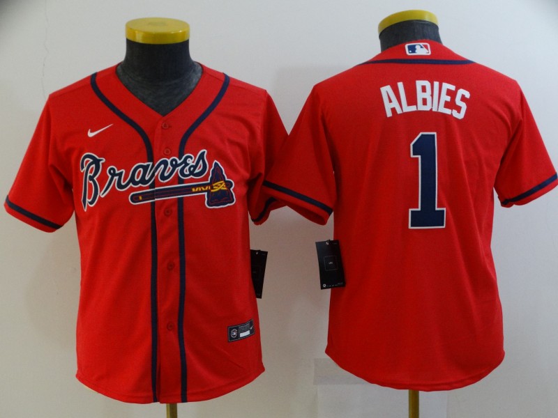 Kids Atlanta Braves ALBIES #1 Red MLB Jersey