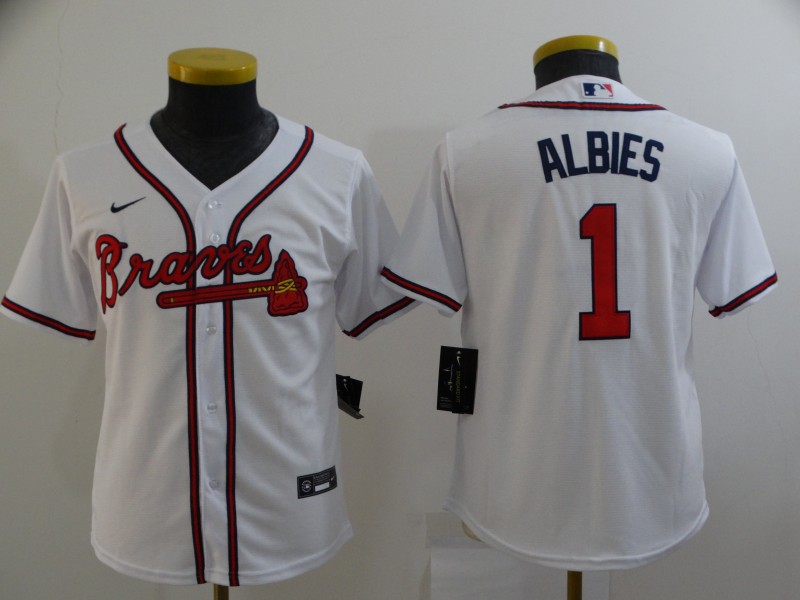 Kids Atlanta Braves ALBIES #1 White MLB Jersey