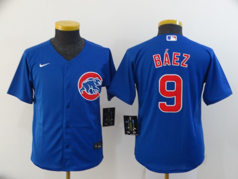 Kids Chicago Cubs BAEZ #9 Blue MLB Jersey