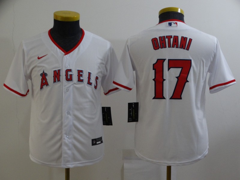 Kids Los Angeles Angels OHTANI #17 White MLB Jersey