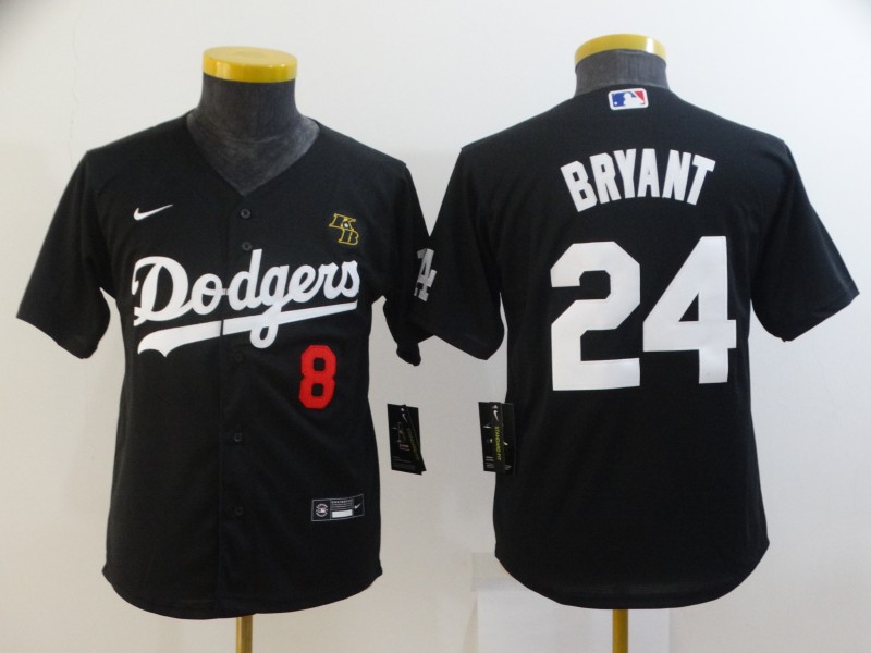 Kids Los Angeles Dodgers #24 BRYANT #8 Black MLB Jersey