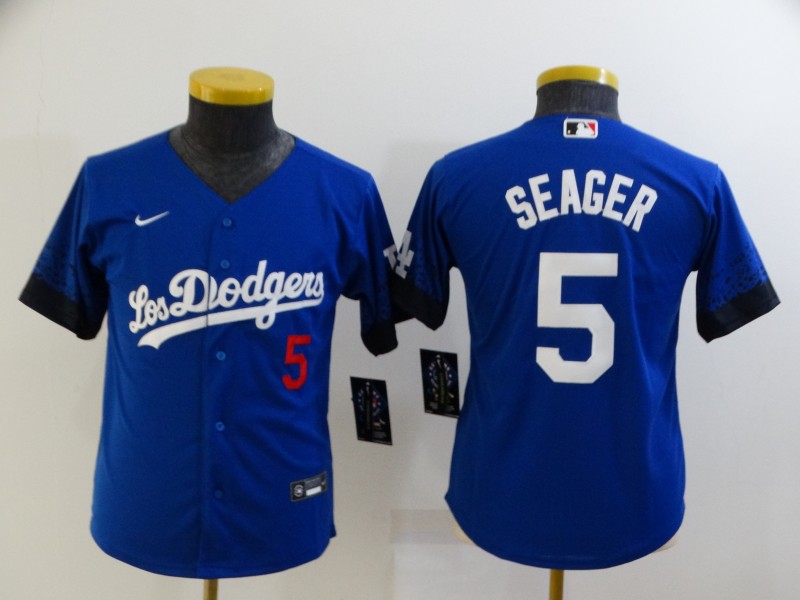 Kids Los Angeles Dodgers SEAGER #5 Blue MLB Jersey