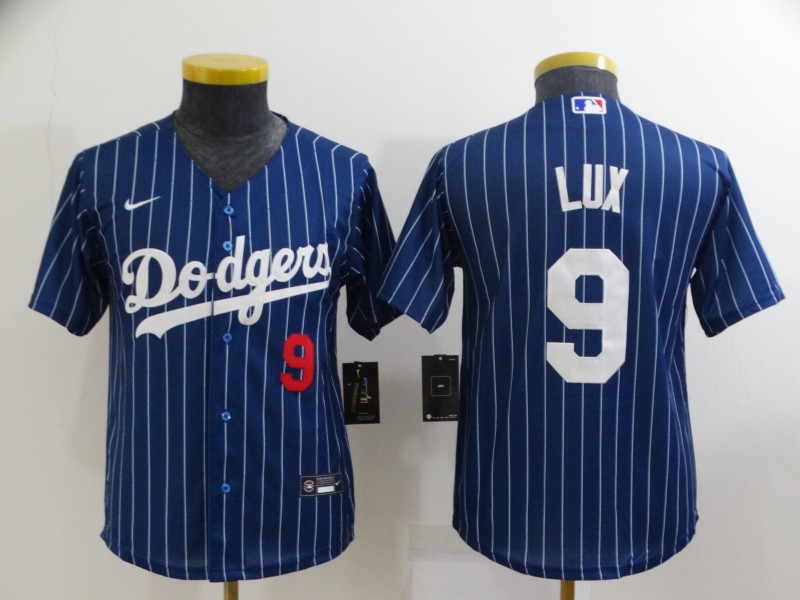 Kids Los Angeles Dodgers LUX #9 Dark Blue Retro MLB Jersey