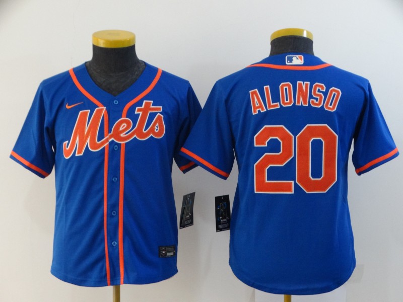 Kids New York Mets ALONSO #20 Blue MLB Jersey