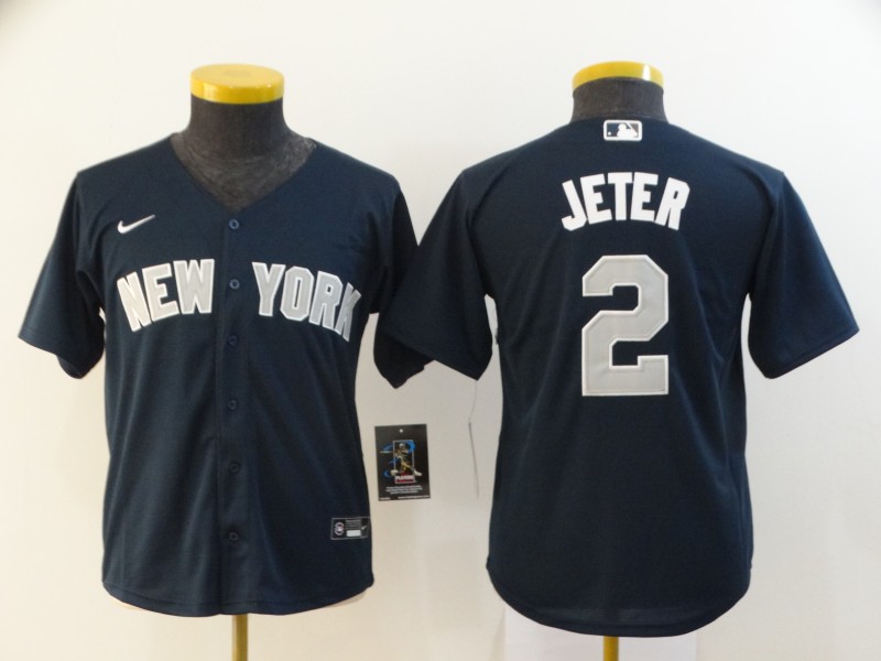 Kids New York Yankees JETER #2 Dark Blue MLB Jersey
