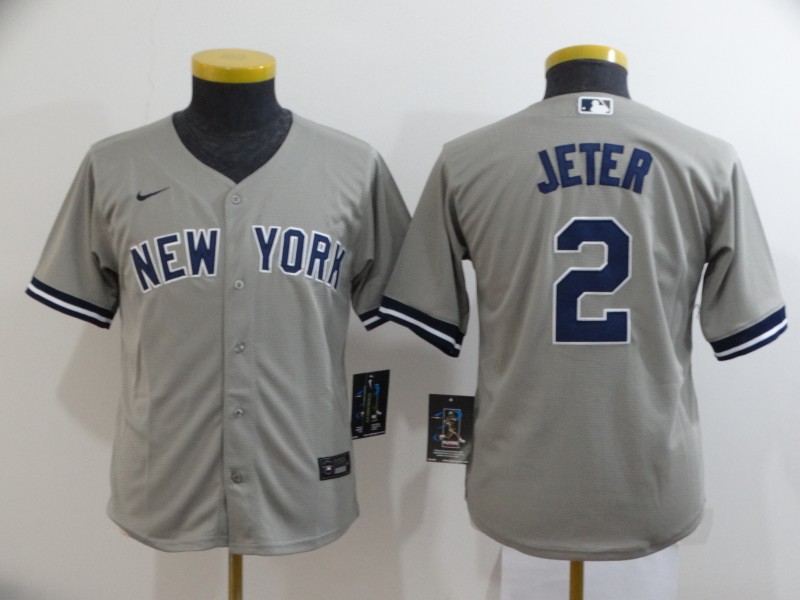 Kids New York Yankees JETER #2 Grey MLB Jersey