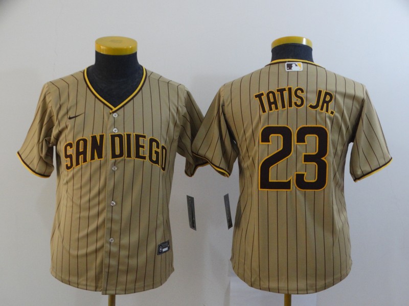 Kids San Diego Padres TATIS JR. #23 Tan MLB Jersey