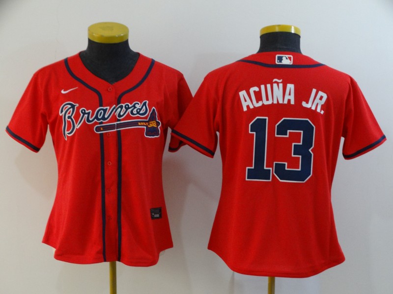 Atlanta Braves ACUNA JR. #13 Red Women MLB Jersey