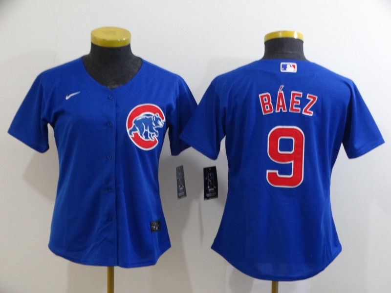 Chicago Cubs BAEZ #9 Blue Women MLB Jersey
