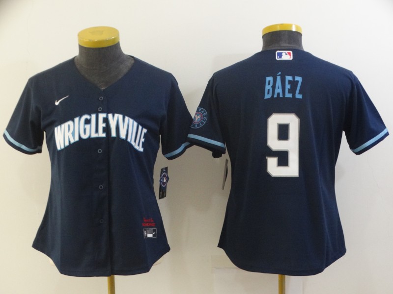 Chicago Cubs BAEZ #9 Dark Blue Women MLB Jersey