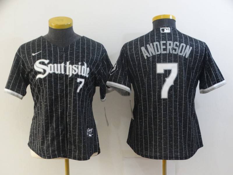 Chicago White Sox ANDERSON #7 Black Women MLB Jersey 02