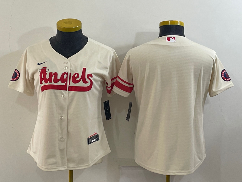 Los Angeles Angels Custom Cream Women MLB Jersey