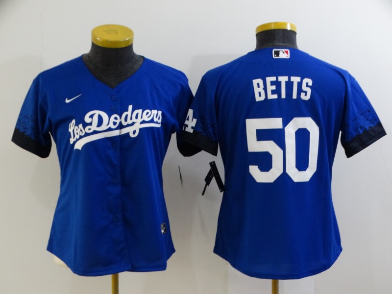 Los Angeles Dodgers BETTS #50 Blue Women MLB Jersey 02