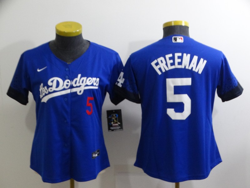 Los Angeles Dodgers FREEMAN #5 Blue Women MLB Jersey