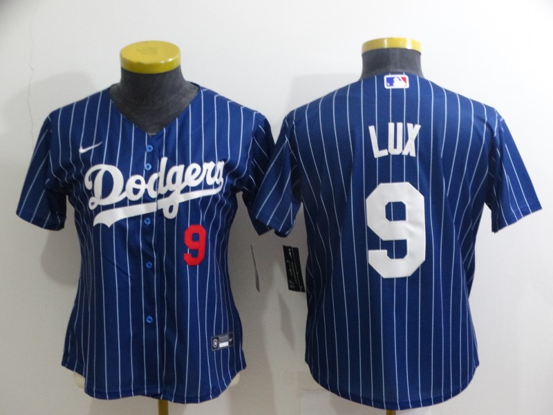 Los Angeles Dodgers LUX #9 Dark Blue Retro Women MLB Jersey