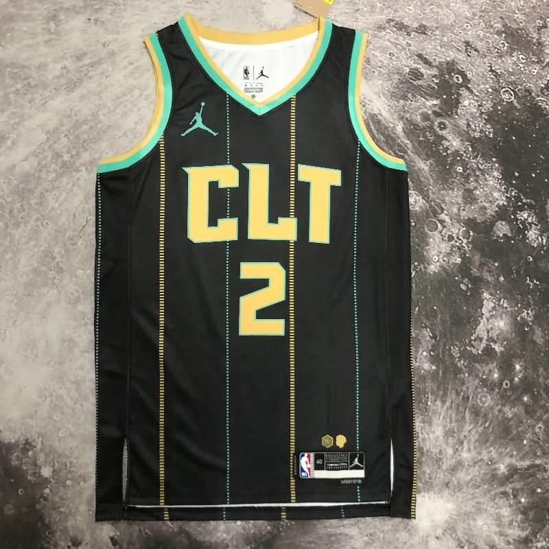 Charlotte Hornets 22/23 Black City AJ Basketball Jersey (Hot Press)
