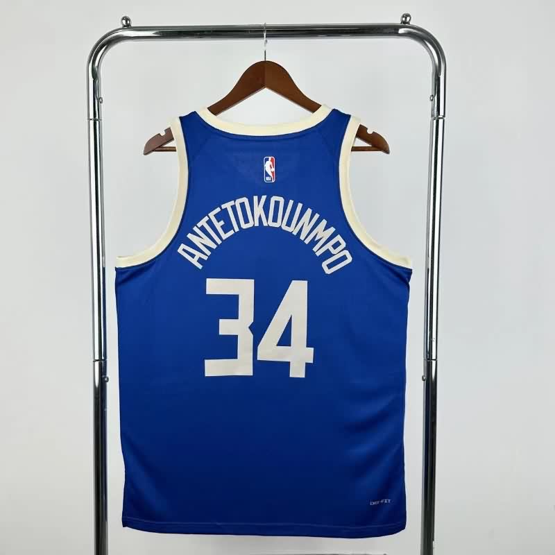 Milwaukee Bucks 24/25 Blue City Basketball Jersey (Hot Press)