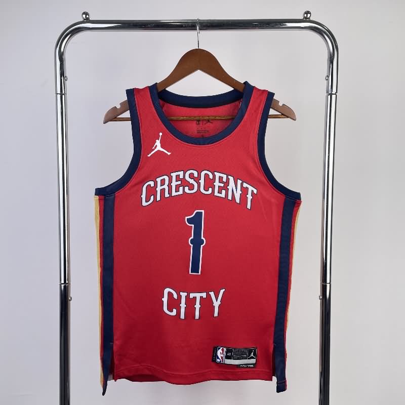 New Orleans Pelicans 23/24 Red AJ Basketball Jersey (Hot Press)