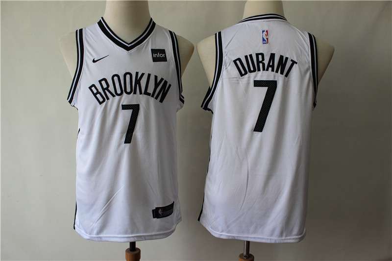 Brooklyn Nets #7 DURANT White Youth Basketball Jersey (Stitched)