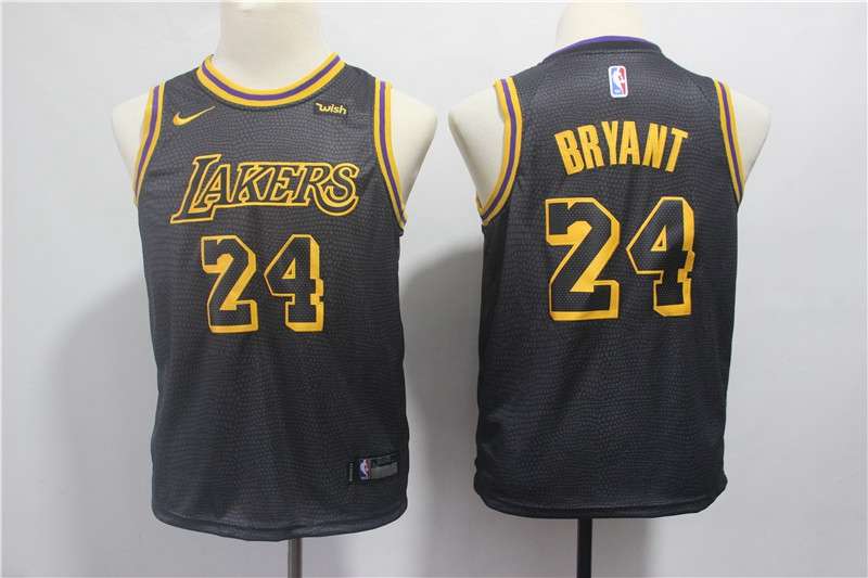 Los Angeles Lakers #24 BRYANT Black City Youth Basketball Jersey (Stitched)