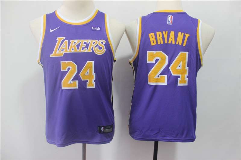 Los Angeles Lakers #24 BRYANT Purple Youth Basketball Jersey (Stitched)