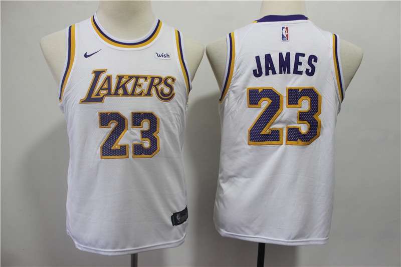 Los Angeles Lakers #23 JAMES White Youth Basketball Jersey (Stitched)
