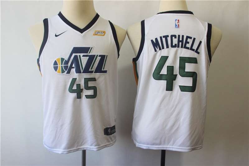 Utah Jazz #45 MITCHELL White Youth Basketball Jersey (Stitched)