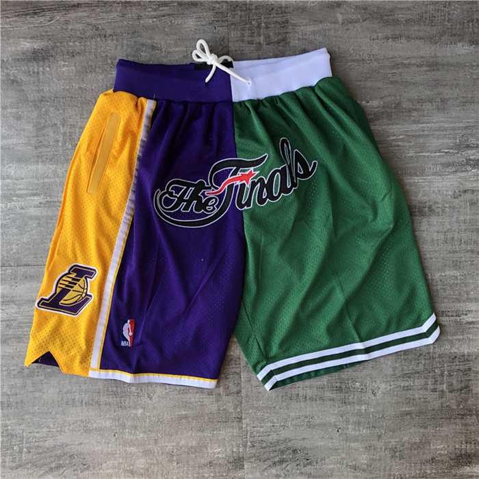 Los Angeles Lakers Boston Celtics Just Don Purple Green Basketball Shorts