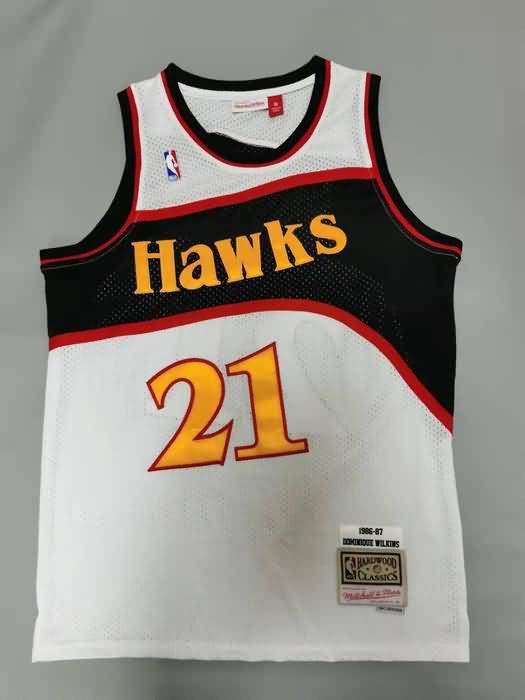 1986/87 Atlanta Hawks WILKINS #21 White Classics Basketball Jersey (Stitched)