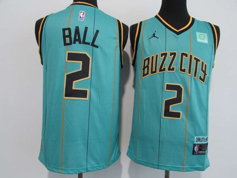 20/21 Charlotte Hornets BALL #2 Green City AJ Basketball Jersey (Stitched)