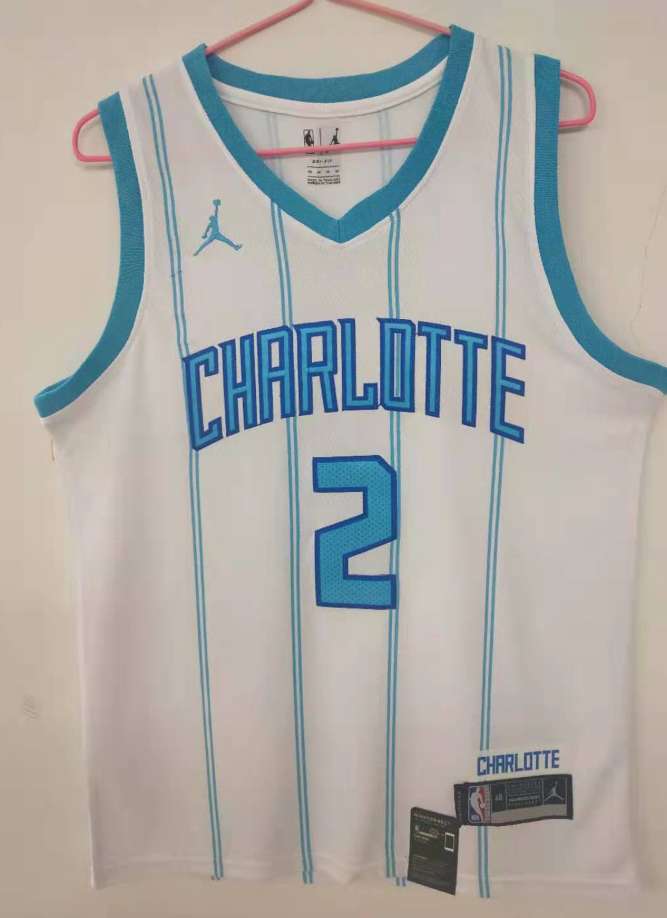 20/21 Charlotte Hornets BALL #2 White AJ Basketball Jersey (Stitched)