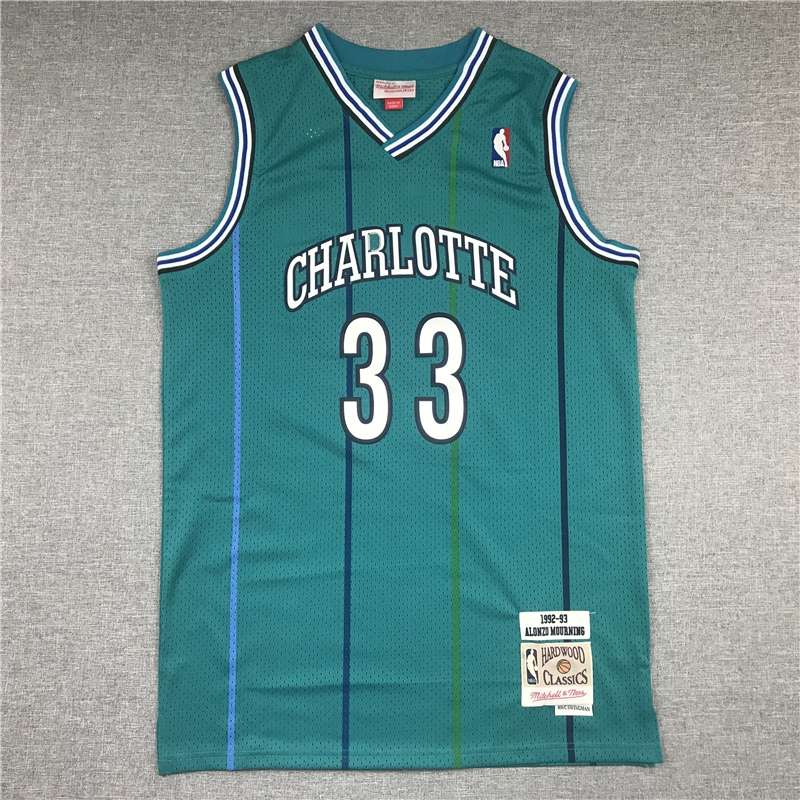 Charlotte Hornets MOURNING #33 Green Classics Basketball Jersey (Stitched)