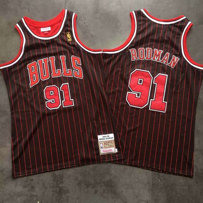 1995/96 Chicago Bulls RODMAN #91 Black Classics Basketball Jersey (Closely Stitched)