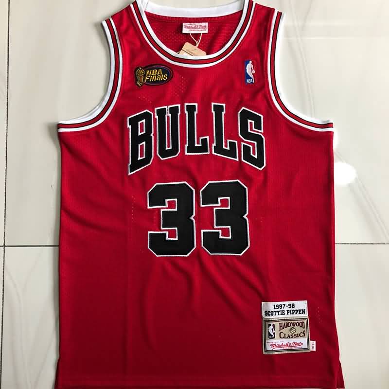 1997/98 Chicago Bulls PIPPEN #33 Red Champion Classics Basketball Jersey (Closely Stitched)