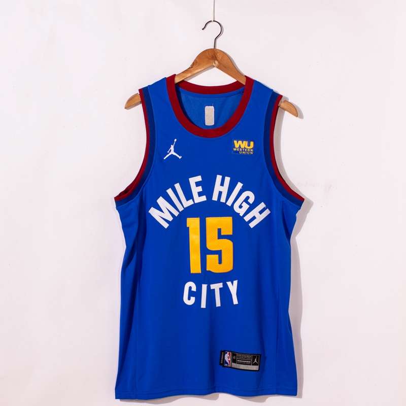 20/21 Denver Nuggets JOKIC #15 Blue AJ Basketball Jersey (Stitched)