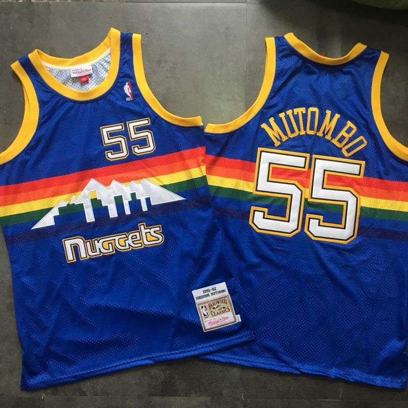 1991/92 Denver Nuggets MUTOMBO #55 Blue Classics Basketball Jersey (Closely Stitched)