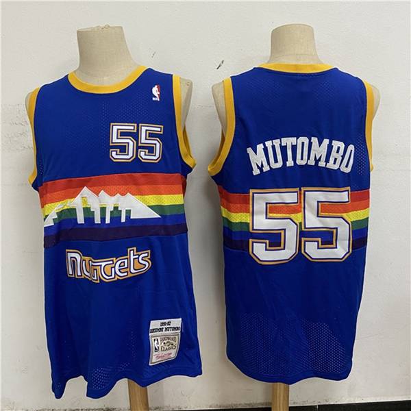 1991/92 Denver Nuggets MUTOMBO #55 Blue Classics Basketball Jersey (Stitched)