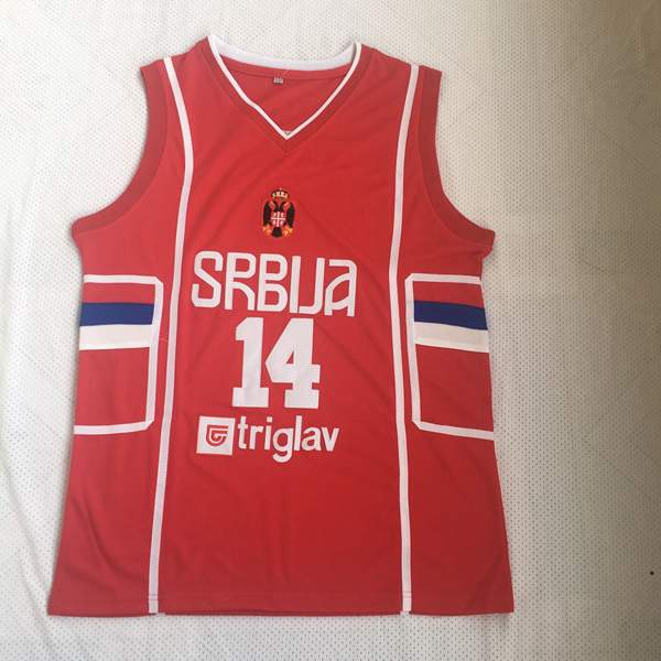 Serbia JOKIC #14 Red Basketball Jersey (Stitched)
