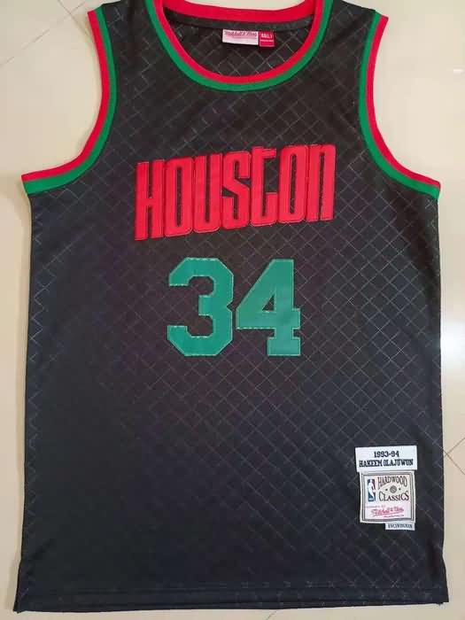 1993/94 Houston Rockets OLAJUWON #34 Black Classics Basketball Jersey (Stitched)
