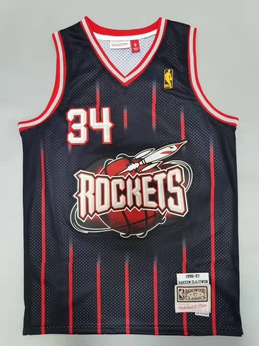1996/97 Houston Rockets OLAJUWON #34 Black Classics Basketball Jersey (Stitched)