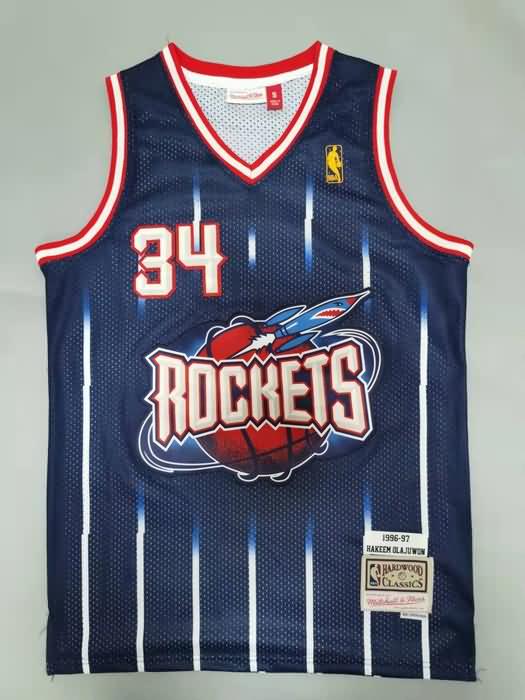 1996/97 Houston Rockets OLAJUWON #34 Dark Blue Classics Basketball Jersey (Stitched)