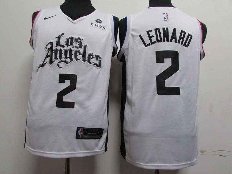 2020 Los Angeles Clippers LEONARD #2 White City Basketball Jersey (Stitched)