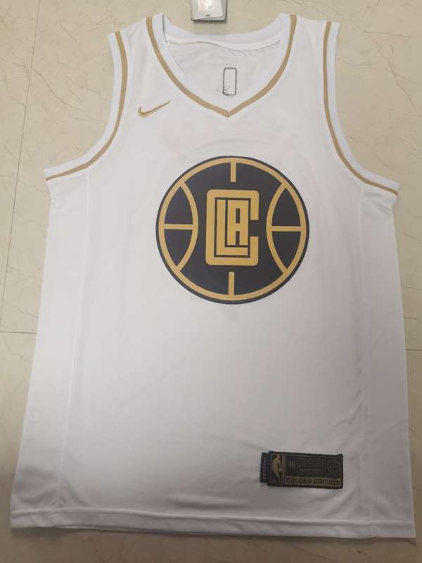 2020 Los Angeles Clippers LEONARD #2 White Gold Basketball Jersey (Stitched)