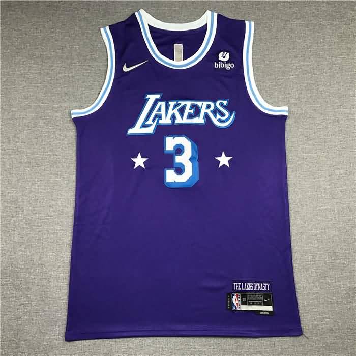 21/22 Los Angeles Lakers DAVIS #3 Purple City Basketball Jersey (Stitched)