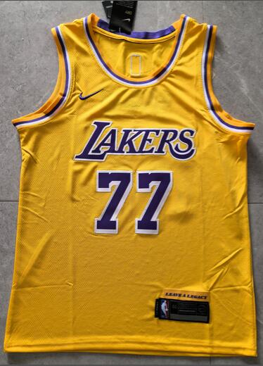 24/25 Los Angeles Lakers DONCIC #77 Yellow Basketball Jersey (Stitched)