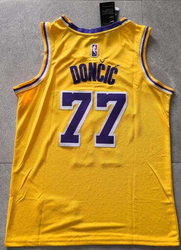 24/25 Los Angeles Lakers DONCIC #77 Yellow Basketball Jersey (Stitched)