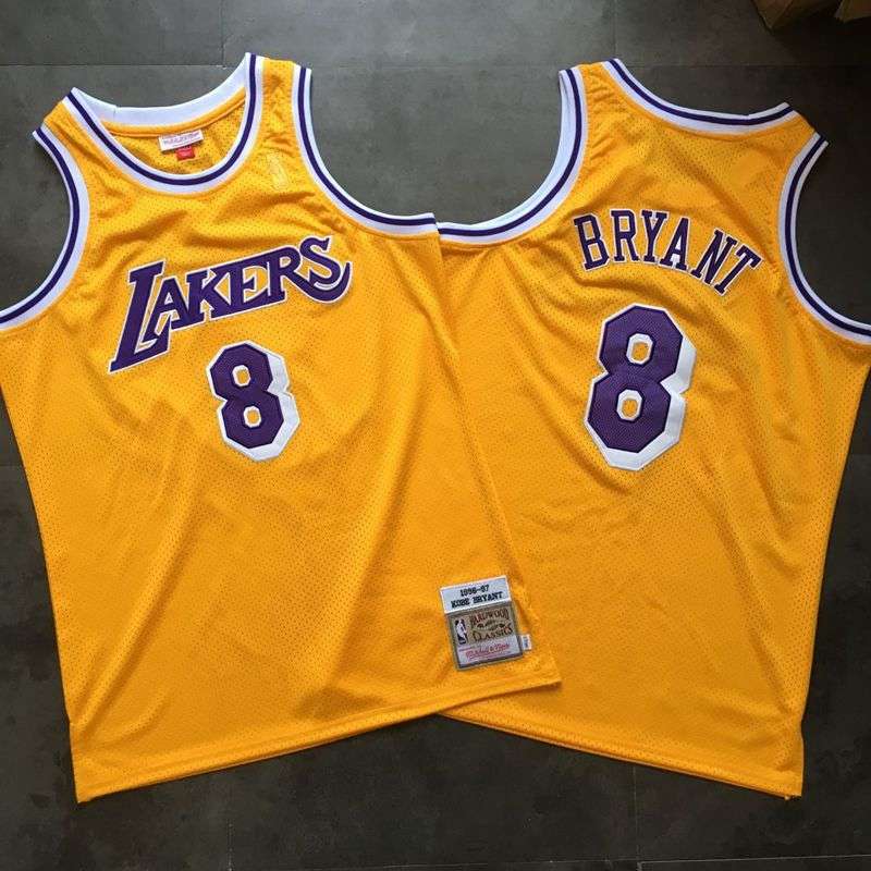 1996/97 Los Angeles Lakers BRYANT #8 Yellow Classics Basketball Jersey (Closely Stitched)