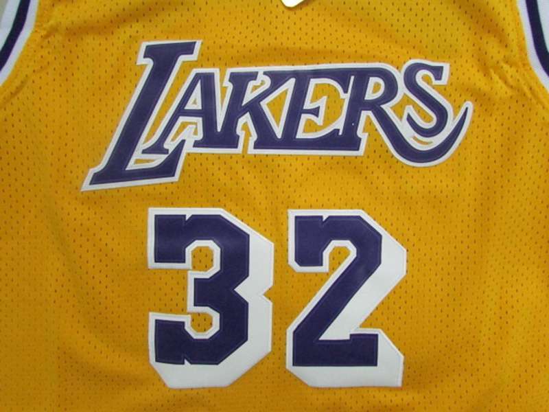 Los Angeles Lakers JOHNSON #32 Yellow Classics Basketball Jersey (Stitched)