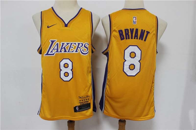 Los Angeles Lakers BRYANT #8 Yellow Basketball Jersey 4 (Stitched)